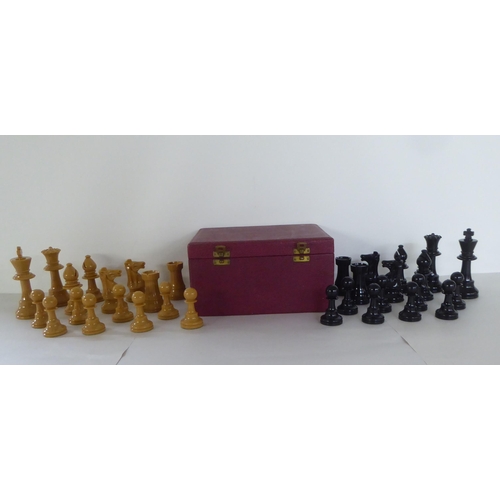 240 - A composition chess set, in a Jaques box