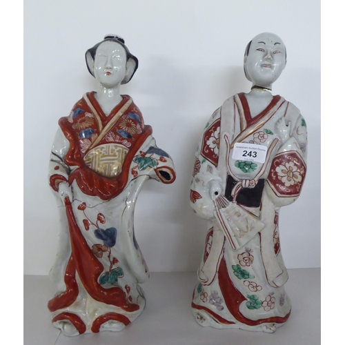 243 - 20thC Oriental ceramics: to include Japanese porcelain figures  largest 14