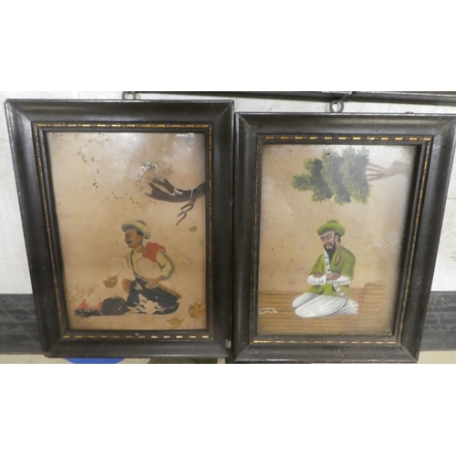 248 - A mixed lot: to include Asian Artwork, featuring a Chinese - two birds  watercolour on rice paper  3... 