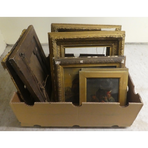 251 - Mainly 19thC moulded gilt frames, some containing artwork and contemporary prints  mixed sizes