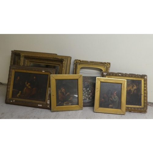 251 - Mainly 19thC moulded gilt frames, some containing artwork and contemporary prints  mixed sizes