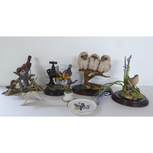 253 - Decorative ceramics: to include Goebel china model birds  largest 5