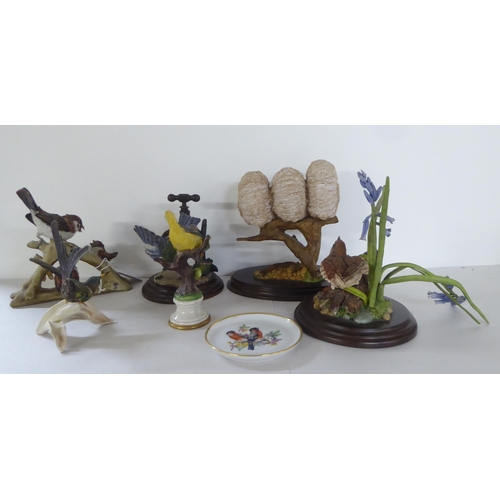 253 - Decorative ceramics: to include Goebel china model birds  largest 5