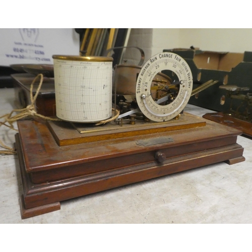 256 - Metalware and instruments: to include a dismantled barograph