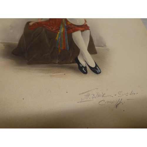 261 - JH Whitlock & Sons Ltd, Cardiff - a gypsy girl  watercolour  bears a signature  9... 