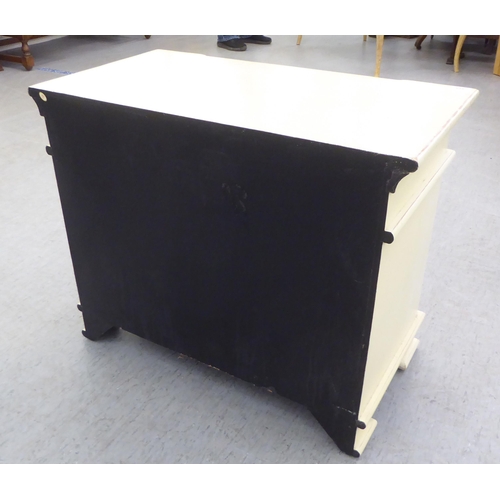 329 - A modern shabby chic painted inverted breakfront, four drawer cabinet, on a plinth  24