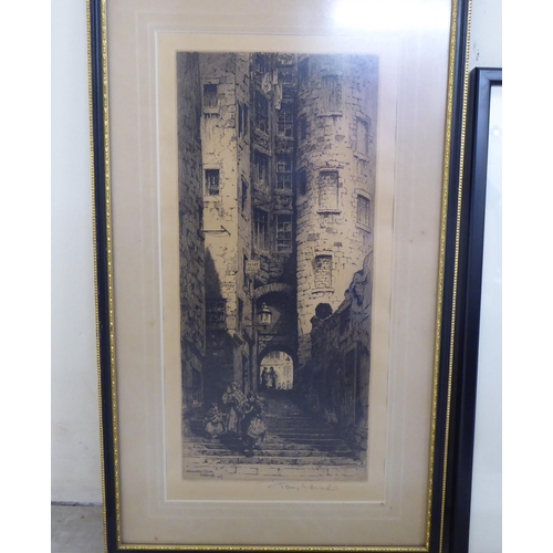 68 - Five prints: to include after Preston Gibb - 'The Iron Steeple, Glasgow'  5