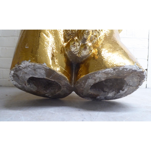 75 - A gold painted plaster sculpture, a nude male torso  29