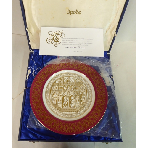 82 - Ceramics: to include a Spode china York Minster presentation plate  10.5