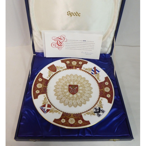 82 - Ceramics: to include a Spode china York Minster presentation plate  10.5