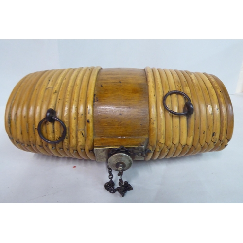 85 - Wooden collectables: to include a late 19thC coppered oak spirit barrel  8