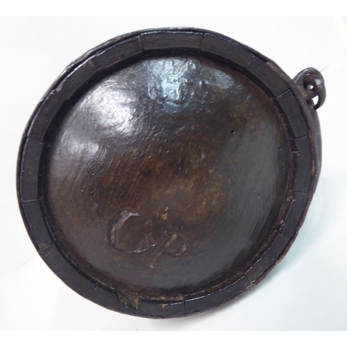 85 - Wooden collectables: to include a late 19thC coppered oak spirit barrel  8