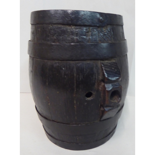 85 - Wooden collectables: to include a late 19thC coppered oak spirit barrel  8