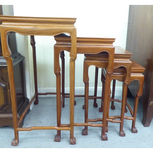 349 - A modern quartetto of Chinese mahogany occasional tables  largest 28