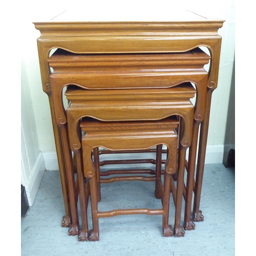 349 - A modern quartetto of Chinese mahogany occasional tables  largest 28