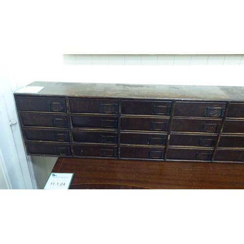 226 - An early 20thC stained oak thirty-two drawer table top organisational cabinet  12