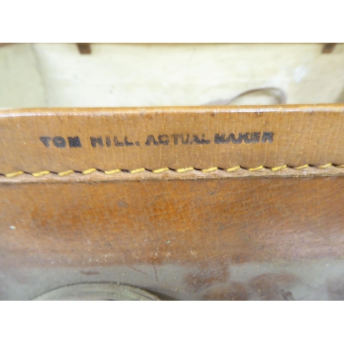 103 - An early 20thC gentleman's brown hide travelling case  stamped 'Tom Hill, Actual Maker, Sloane Squar... 