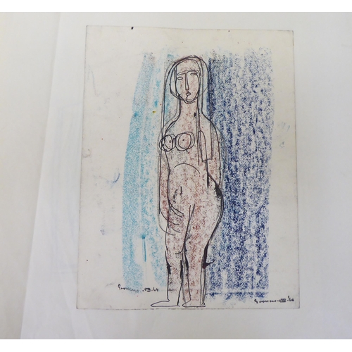 106 - * Goone*s - a folio of eleven 1960s artworks: to include abstracts and figures  watercolours &a... 