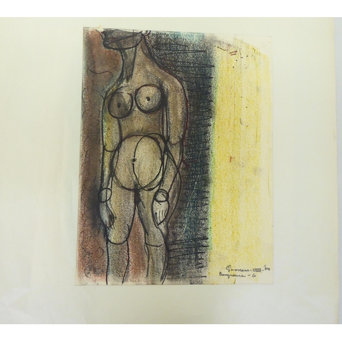 106 - * Goone*s - a folio of eleven 1960s artworks: to include abstracts and figures  watercolours &a... 