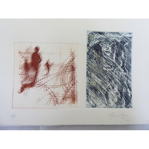 111 - A folio of coloured and monochrome etchings: to include Yaakov Boussidan  various sizes