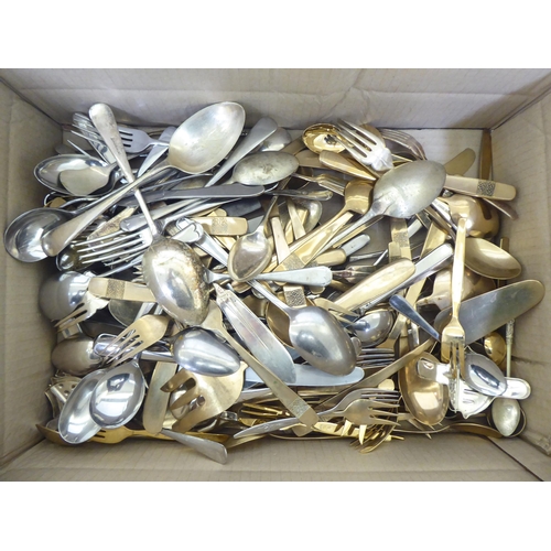 112 - EPNS and brass flatware  various patterns