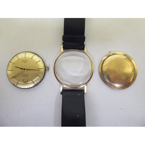 113 - A 9ct gold cased Rotary Incabloc wristwatch, faced by a baton dial