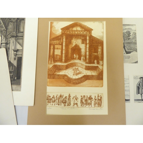 146 - A folio of theatrical related artwork: to include Michael Hunter  etchings  various sizes