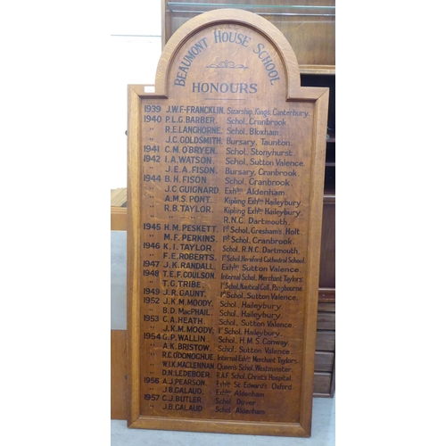 152 - A mid 20thC painted oak honours board for Beaumont House School  66