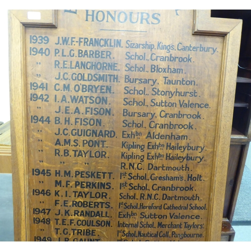 152 - A mid 20thC painted oak honours board for Beaumont House School  66