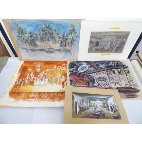 154 - Five various 1960s stage set designs: to include 'The Man of Destiny'  watercolour  7.5