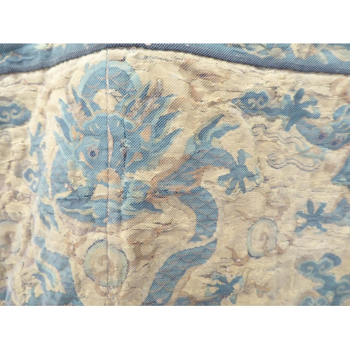 158 - A late 19thC Chinese embroidered door valance, decorated with dragons  33