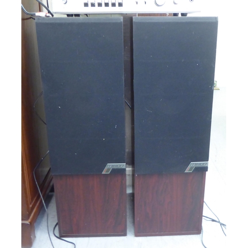 197 - A Denon stacking stereo system; and a pair of Mission rosewood effect floorstanding speakers  3... 