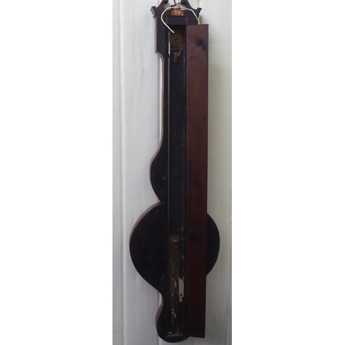 200 - An early 19thC rosewood cased wheel barometer with a thermometer, mirror and silvered dial  37