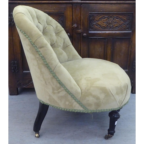 213 - Small furniture: to include a late Victorian nursing chair, button upholstered in a green fabric, ra... 