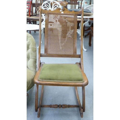 213 - Small furniture: to include a late Victorian nursing chair, button upholstered in a green fabric, ra... 