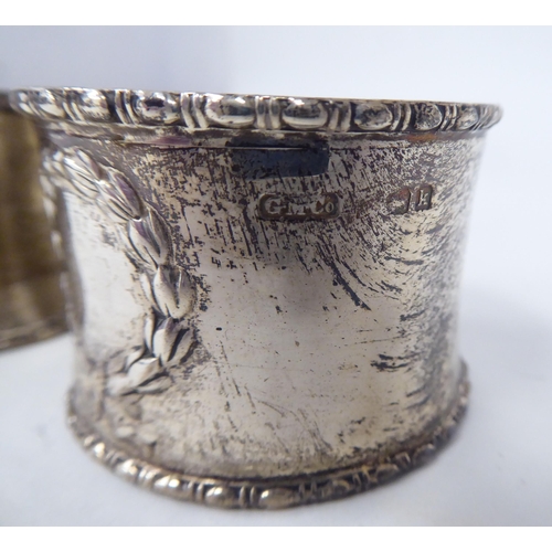 216 - Silver collectables: to include five napkin rings  mixed assays