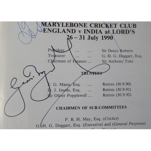 225 - Sport related ephemera: to include an official souvenir programme for the England v India test crick... 