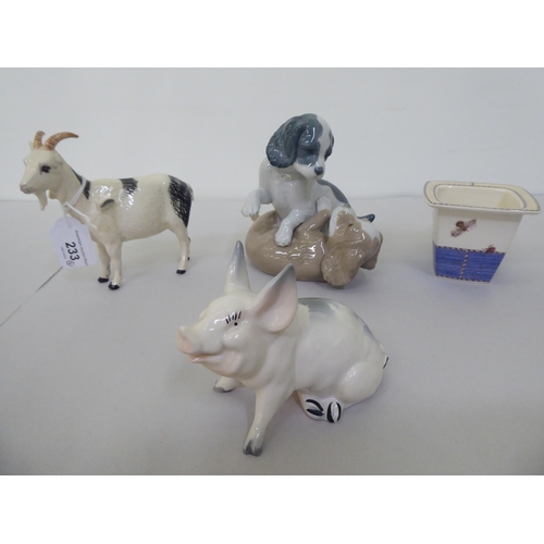 228 - Five Lladro figures: to include a boy dressed in winter clothing, walking a dog  8