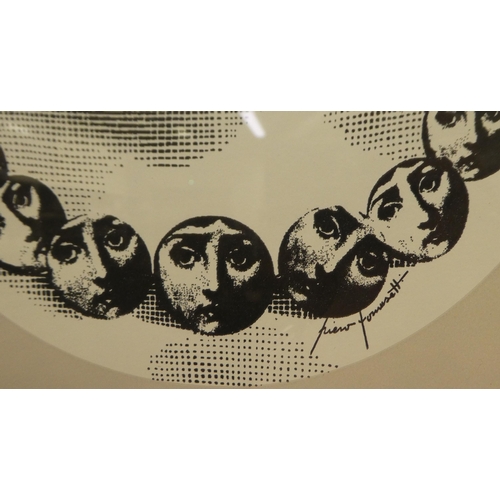 244 - After Piero Fornasetti - a lady's neck, showing a necklace of faces in Tema & Variazioni style&n... 