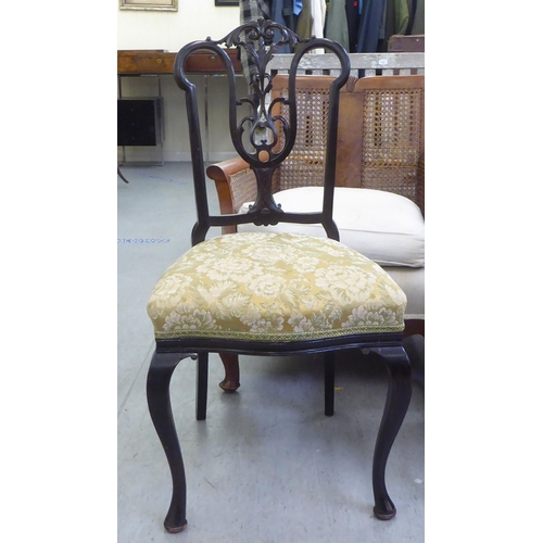 25 - Small furniture: to include a late Victorian mahogany framed balloon back dining chair, raised on ca... 