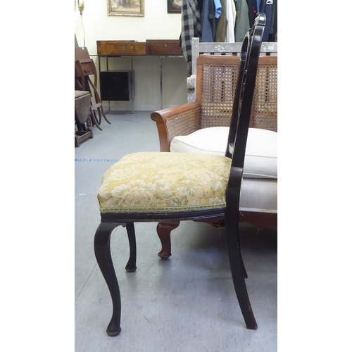 25 - Small furniture: to include a late Victorian mahogany framed balloon back dining chair, raised on ca... 