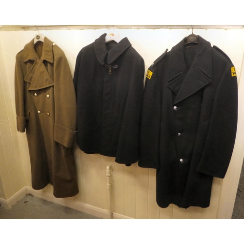 261 - Military and service uniforms: to include an army overcoat(Please Note: this lot is subject to the s... 