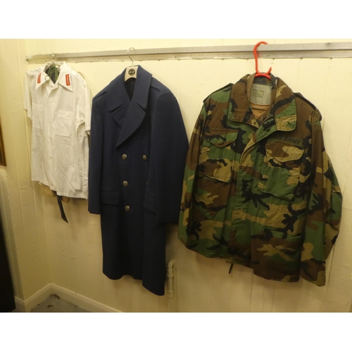 261 - Military and service uniforms: to include an army overcoat(Please Note: this lot is subject to the s... 