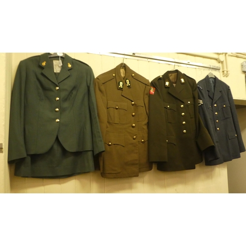 262 - Military and service uniforms: to include a German overcoat(Please Note: this lot is subject to the ... 