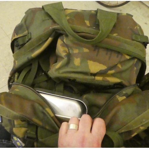 266 - Two American Army rucksacks, containing military accessories(Please Note: this lot is subject to the... 