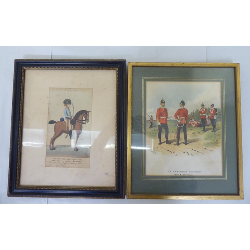 272 - Prints - military: to include soldiers in regimental dress  various sizes  framed