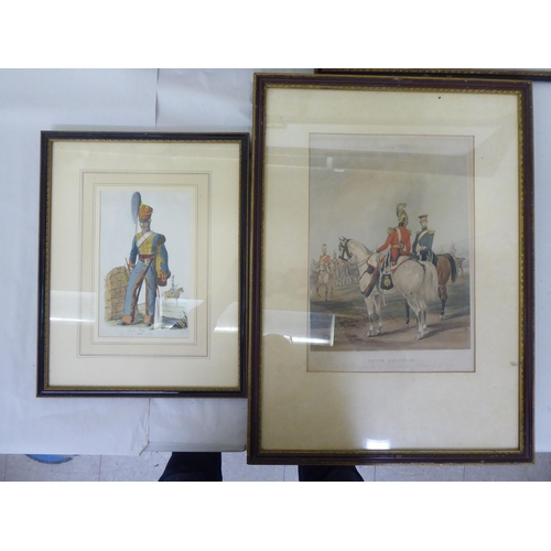 272 - Prints - military: to include soldiers in regimental dress  various sizes  framed