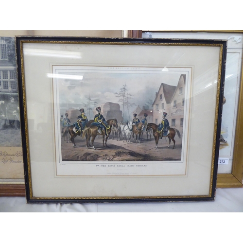 272 - Prints - military: to include soldiers in regimental dress  various sizes  framed