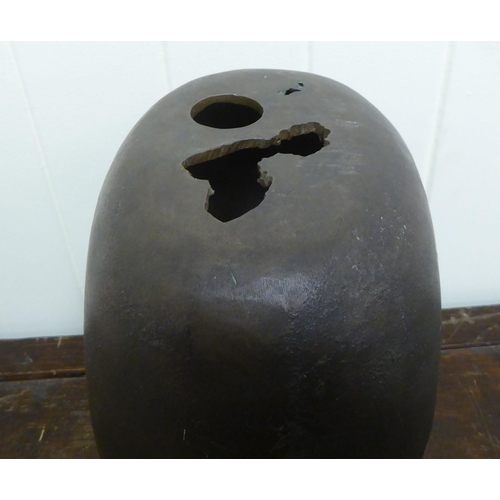 312 - A cast bronze and bulbous base  inscribed EFT 1980  10