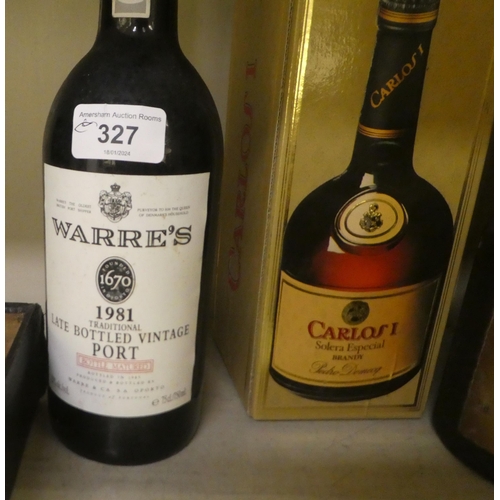 327 - Wines and spirits: to include a bottle of 1981 Warre's Port